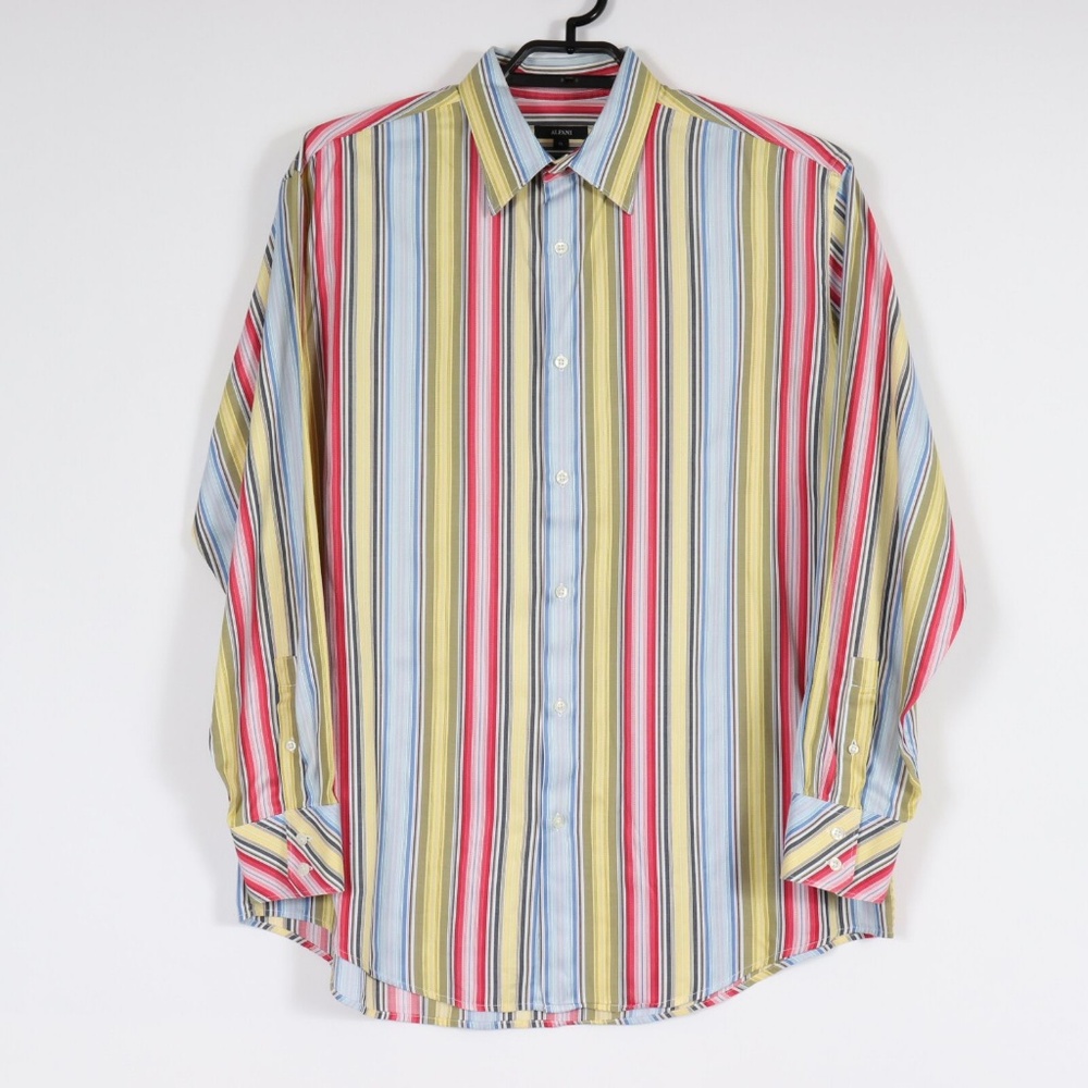 Alfani Mens XL Multicolor Stripe Button Down Shirt